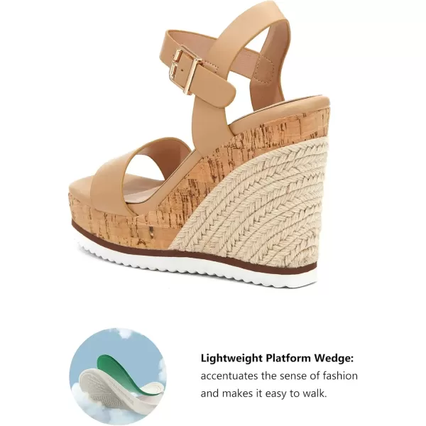 imageWomens Espadrille Wedge Platform Sandals Open Toe Ankle Buckle Strap Casual Summer Shoes02 Khaki