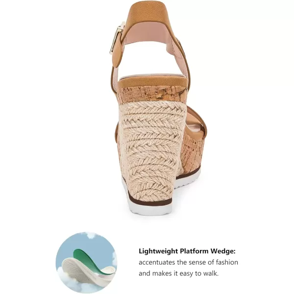 imageWomens Espadrille Wedge Platform Sandals Open Toe Ankle Buckle Strap Casual Summer Shoes02 Tan