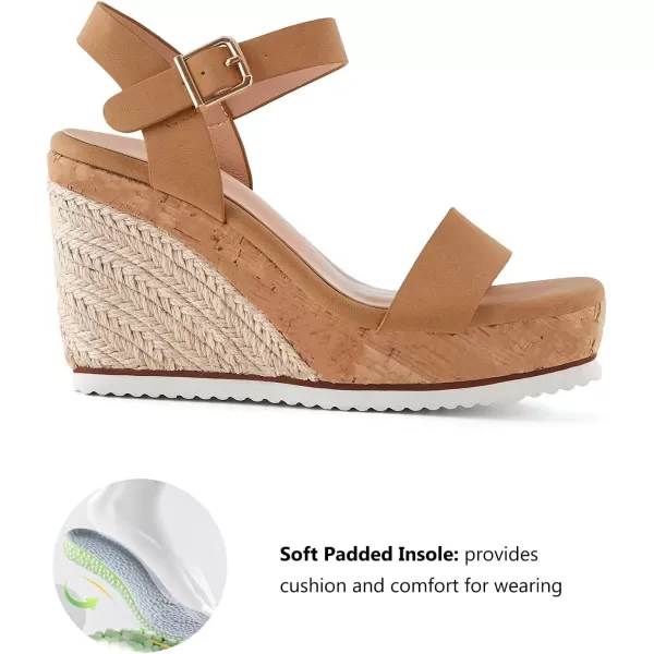 imageWomens Espadrille Wedge Platform Sandals Open Toe Ankle Buckle Strap Casual Summer Shoes02 Tan