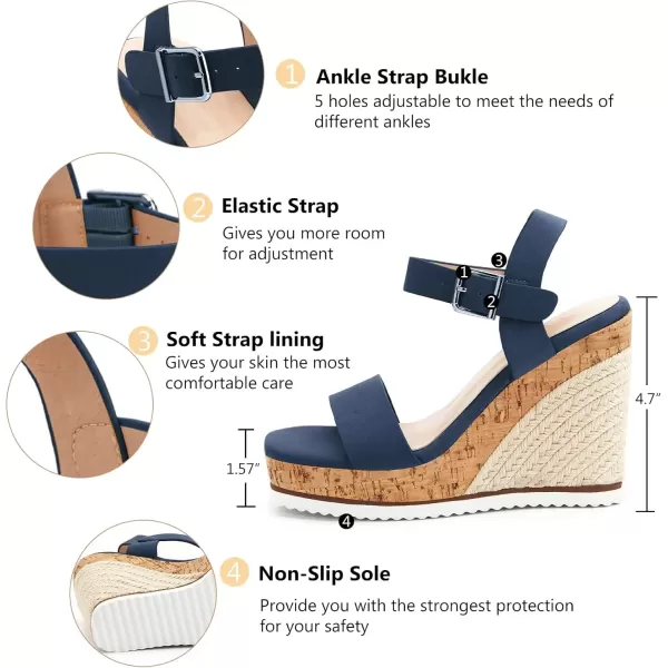 imageWomens Espadrille Wedge Platform Sandals Open Toe Ankle Buckle Strap Casual Summer ShoesBlue