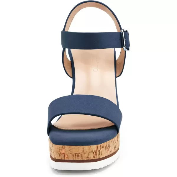 imageWomens Espadrille Wedge Platform Sandals Open Toe Ankle Buckle Strap Casual Summer ShoesBlue