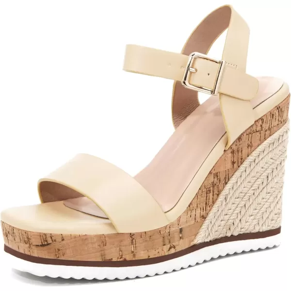 imageWomens Espadrille Wedge Platform Sandals Open Toe Ankle Buckle Strap Casual Summer ShoesChampagne