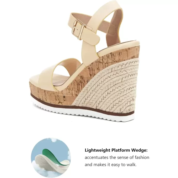 imageWomens Espadrille Wedge Platform Sandals Open Toe Ankle Buckle Strap Casual Summer ShoesChampagne