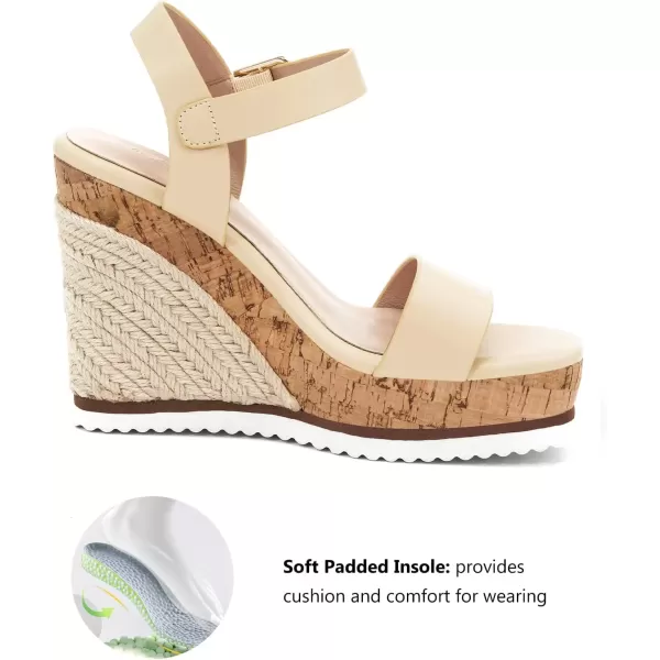 imageWomens Espadrille Wedge Platform Sandals Open Toe Ankle Buckle Strap Casual Summer ShoesChampagne