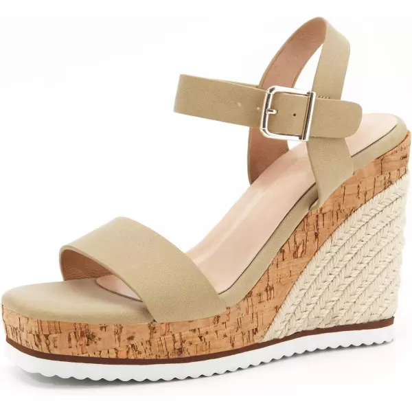 imageWomens Espadrille Wedge Platform Sandals Open Toe Ankle Buckle Strap Casual Summer ShoesLight Camel