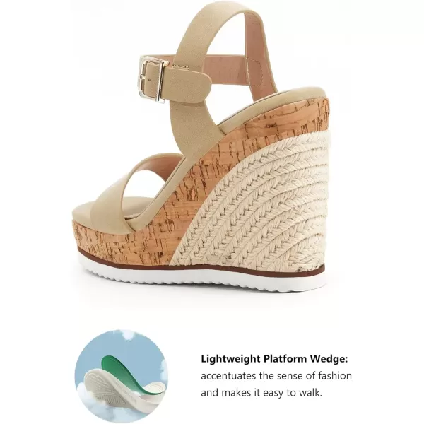 imageWomens Espadrille Wedge Platform Sandals Open Toe Ankle Buckle Strap Casual Summer ShoesLight Camel