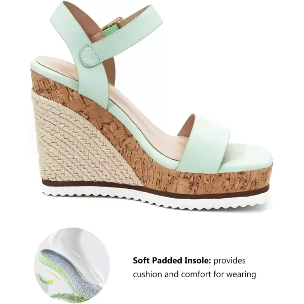imageWomens Espadrille Wedge Platform Sandals Open Toe Ankle Buckle Strap Casual Summer ShoesMint Green