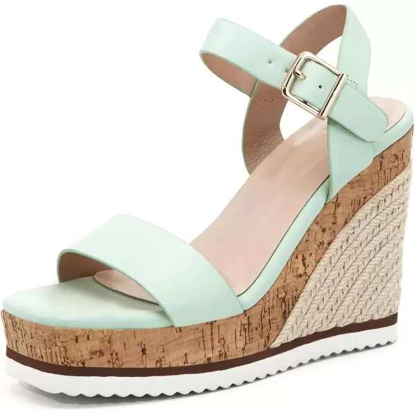 imageWomens Espadrille Wedge Platform Sandals Open Toe Ankle Buckle Strap Casual Summer ShoesMint Green