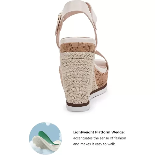 imageWomens Espadrille Wedge Platform Sandals Open Toe Ankle Buckle Strap Casual Summer ShoesNude