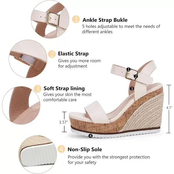 imageWomens Espadrille Wedge Platform Sandals Open Toe Ankle Buckle Strap Casual Summer ShoesNude