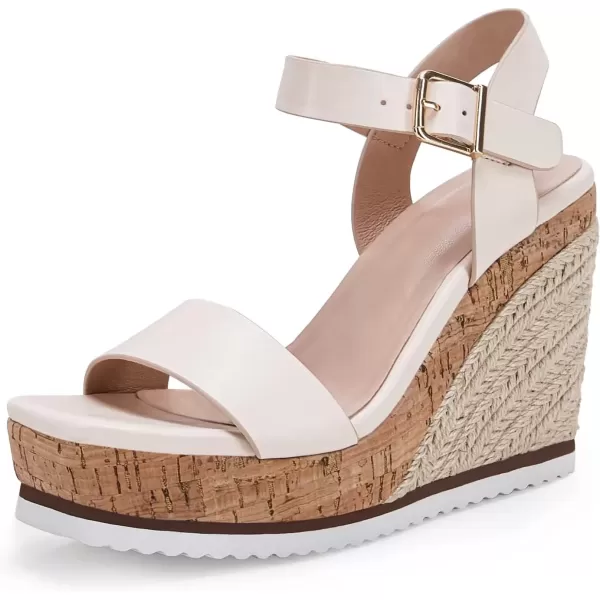 imageWomens Espadrille Wedge Platform Sandals Open Toe Ankle Buckle Strap Casual Summer ShoesNude