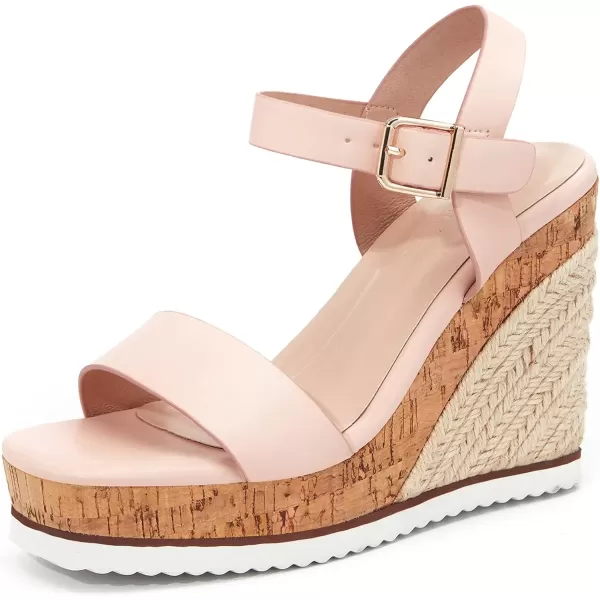 imageWomens Espadrille Wedge Platform Sandals Open Toe Ankle Buckle Strap Casual Summer ShoesPink