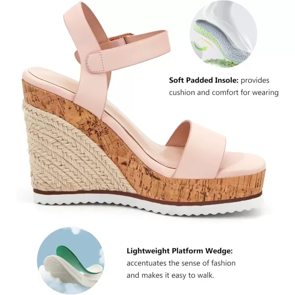 imageWomens Espadrille Wedge Platform Sandals Open Toe Ankle Buckle Strap Casual Summer ShoesPink
