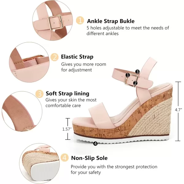 imageWomens Espadrille Wedge Platform Sandals Open Toe Ankle Buckle Strap Casual Summer ShoesPink