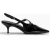 imageCoutgo Slingback Kitten Heels for Women Low Heel Closed Pointed Toe Buckle Strap Pumps ShoesBlack