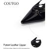 imageCoutgo Slingback Kitten Heels for Women Low Heel Closed Pointed Toe Buckle Strap Pumps ShoesBlack
