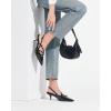 imageCoutgo Slingback Kitten Heels for Women Low Heel Closed Pointed Toe Buckle Strap Pumps ShoesBlack