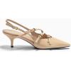 imageCoutgo Slingback Kitten Heels for Women Low Heel Closed Pointed Toe Buckle Strap Pumps ShoesKhaki