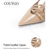 imageCoutgo Slingback Kitten Heels for Women Low Heel Closed Pointed Toe Buckle Strap Pumps ShoesKhaki