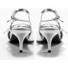 imageCoutgo Slingback Kitten Heels for Women Low Heel Closed Pointed Toe Buckle Strap Pumps ShoesSilver