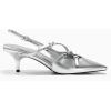 imageCoutgo Slingback Kitten Heels for Women Low Heel Closed Pointed Toe Buckle Strap Pumps ShoesSilver