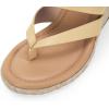 imageCoutgo Womens Espadrille Wedge Sandals Platform Thong Leather Strap Slides Backless Slip On Summer Casual Flip FlopsApricot