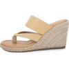 imageCoutgo Womens Espadrille Wedge Sandals Platform Thong Leather Strap Slides Backless Slip On Summer Casual Flip FlopsApricot