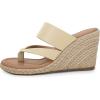 imageCoutgo Womens Espadrille Wedge Sandals Platform Thong Leather Strap Slides Backless Slip On Summer Casual Flip FlopsBeige