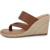 imageCoutgo Womens Espadrille Wedge Sandals Platform Thong Leather Strap Slides Backless Slip On Summer Casual Flip FlopsBrown