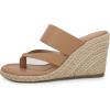 imageCoutgo Womens Espadrille Wedge Sandals Platform Thong Leather Strap Slides Backless Slip On Summer Casual Flip FlopsKhaki