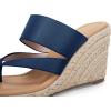 imageCoutgo Womens Espadrille Wedge Sandals Platform Thong Leather Strap Slides Backless Slip On Summer Casual Flip FlopsNavy