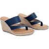 imageCoutgo Womens Espadrille Wedge Sandals Platform Thong Leather Strap Slides Backless Slip On Summer Casual Flip FlopsNavy