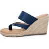 imageCoutgo Womens Espadrille Wedge Sandals Platform Thong Leather Strap Slides Backless Slip On Summer Casual Flip FlopsNavy