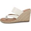 imageCoutgo Womens Espadrille Wedge Sandals Platform Thong Leather Strap Slides Backless Slip On Summer Casual Flip FlopsWhite