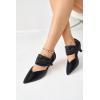 imageCoutgo Womens Low Kitten Heel Dress Shoes Pointed Toe Slip on Ankle Strap Cutout Elegant Party Wedding PumpsCool Black