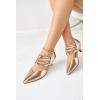 imageCoutgo Womens Low Kitten Heel Dress Shoes Pointed Toe Slip on Ankle Strap Cutout Elegant Party Wedding PumpsGold