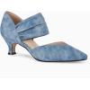 imageCoutgo Womens Low Kitten Heel Dress Shoes Pointed Toe Slip on Ankle Strap Cutout Elegant Party Wedding PumpsJean Blue