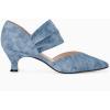 imageCoutgo Womens Low Kitten Heel Dress Shoes Pointed Toe Slip on Ankle Strap Cutout Elegant Party Wedding PumpsJean Blue