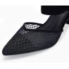 imageCoutgo Womens Low Kitten Heel Dress Shoes Pointed Toe Slip on Ankle Strap Cutout Elegant Party Wedding PumpsMesh Black