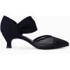imageCoutgo Womens Low Kitten Heel Dress Shoes Pointed Toe Slip on Ankle Strap Cutout Elegant Party Wedding PumpsMesh Black