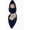 imageCoutgo Womens Low Kitten Heel Dress Shoes Pointed Toe Slip on Ankle Strap Cutout Elegant Party Wedding PumpsNavy