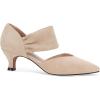 imageCoutgo Womens Low Kitten Heel Dress Shoes Pointed Toe Slip on Ankle Strap Cutout Elegant Party Wedding PumpsNude