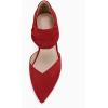 imageCoutgo Womens Low Kitten Heel Dress Shoes Pointed Toe Slip on Ankle Strap Cutout Elegant Party Wedding PumpsRed