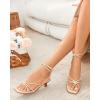 imageCoutgo Womens Strappy Heels Sandals Thong Gladiator Square Open Toe Low Kitten Heeled Criss Cross Ankle Strap Summer Dress Wedding ShoesBeige