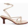 imageCoutgo Womens Strappy Heels Sandals Thong Gladiator Square Open Toe Low Kitten Heeled Criss Cross Ankle Strap Summer Dress Wedding ShoesBeige