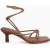 imageCoutgo Womens Strappy Heels Sandals Thong Gladiator Square Open Toe Low Kitten Heeled Criss Cross Ankle Strap Summer Dress Wedding ShoesCoffee