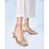 imageCoutgo Womens Strappy Heels Sandals Thong Gladiator Square Open Toe Low Kitten Heeled Criss Cross Ankle Strap Summer Dress Wedding ShoesGold