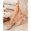 imageCoutgo Womens Strappy Heels Sandals Thong Gladiator Square Open Toe Low Kitten Heeled Criss Cross Ankle Strap Summer Dress Wedding ShoesNude