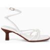 imageCoutgo Womens Strappy Heels Sandals Thong Gladiator Square Open Toe Low Kitten Heeled Criss Cross Ankle Strap Summer Dress Wedding ShoesWhite