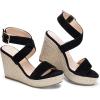 imageCoutgo Womens Wedge Sandals Cross Strap Espadrille Platform Ankle Buckle Summer Casual ShoesBlack